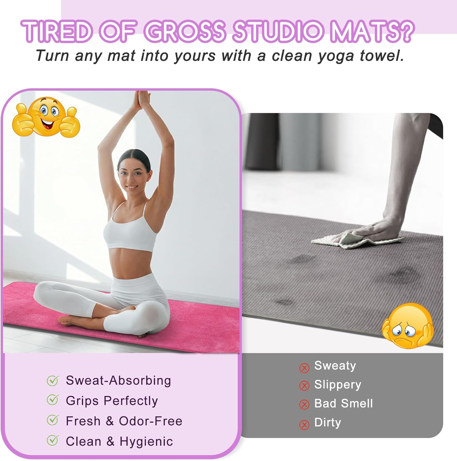 Yoga Mat Towel, Extra Thick 60 - Pilates Yoga Mat ulasan dan harga