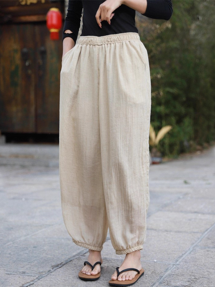 Cotton Linen Yoga Pants Women' - Pilates Yoga And Tai Chi ulasan dan harga